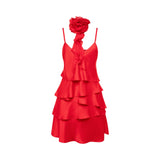 Abito donna in raso con balze