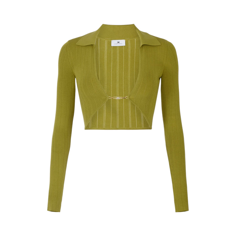 Maglia donna a costine con dettaglio gioiello