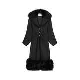 Cappotto donna in panno con pelliccia