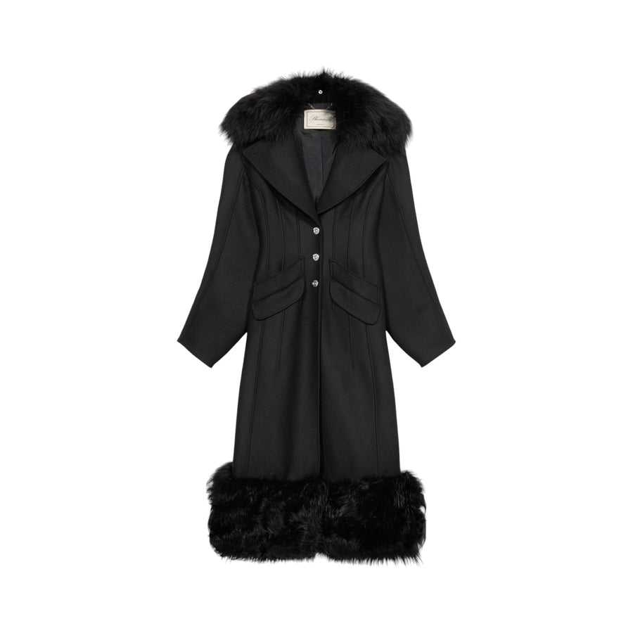 Cappotto donna in panno con pelliccia