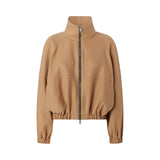 Bomber donna con zip in misto lana