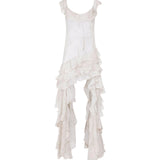 Abito donna in georgette con stampa piume