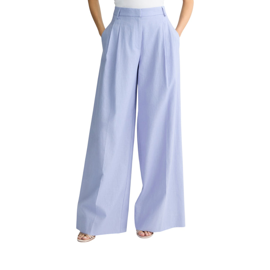 Pantaloni donna a palazzo in lino e cotone