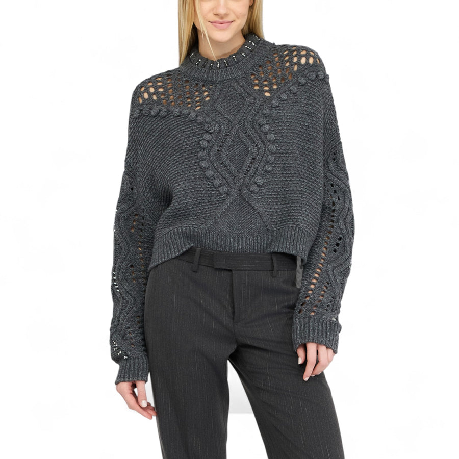 Maglia donna in lana con traforature