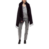 Stola donna in maglia con collo faux fur