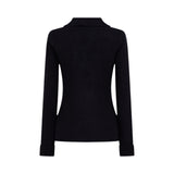 Giacca donna in maglia jacquard con spilla