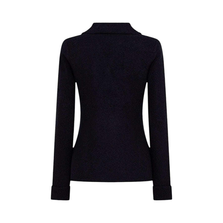 Giacca donna in maglia jacquard con spilla