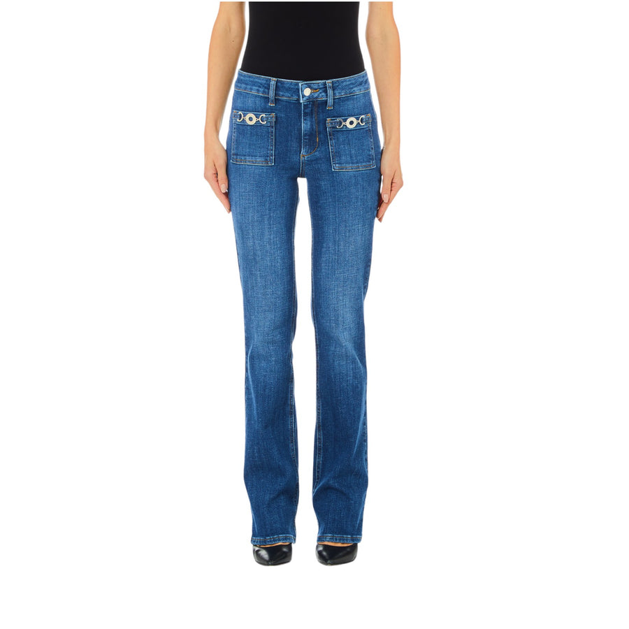 Jeans donna blu con applicazioni