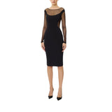 Abito donna in crêpe leggero e tulle con cut-out