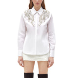 Camicia donna con patch di cristalli