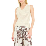 Top donna con dettagli in twill stampato