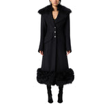 Cappotto donna in panno con pelliccia