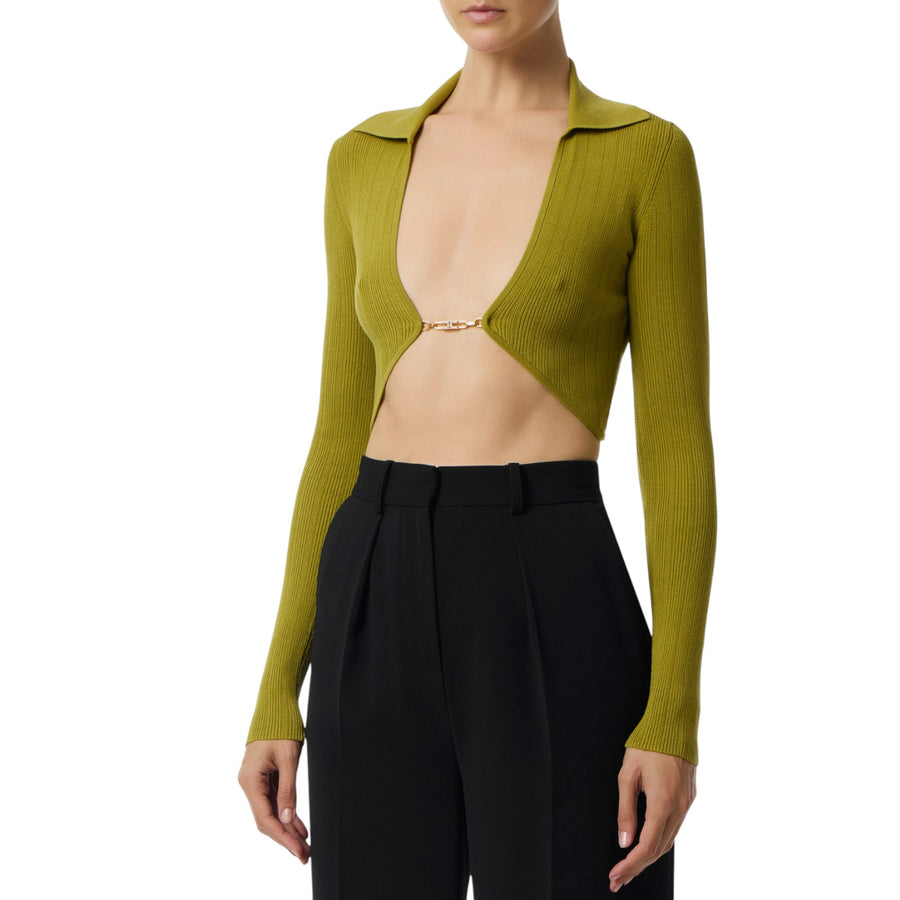 Maglia donna a costine con dettaglio gioiello