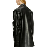 Blazer donna in ecopelle con nappine frange