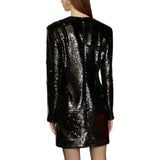 Abito donna corto con ricami di paillettes e pietre