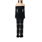 Abito donna lungo in tulle e pizzo