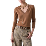 Maglia donna con scollo a V