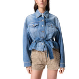 Giubbino in denim con cintura