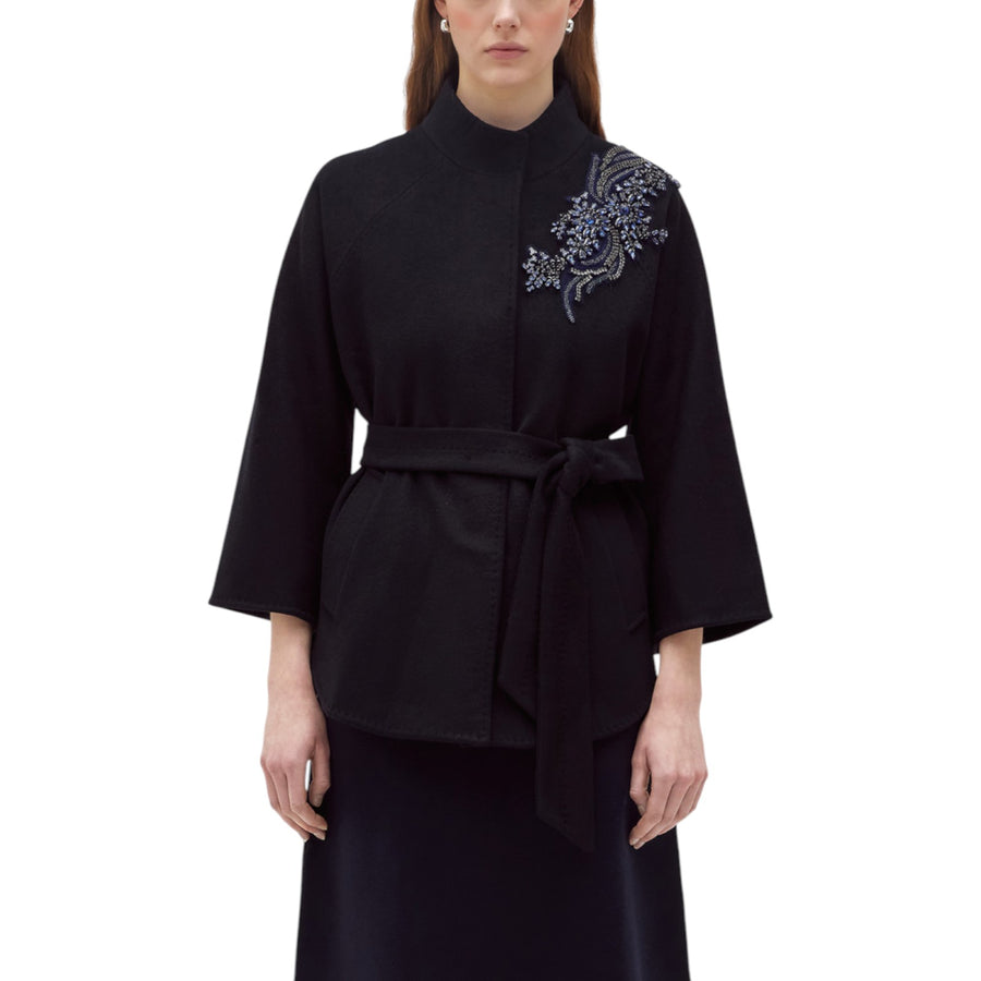 Cappotto donna corto in panno con ricamo