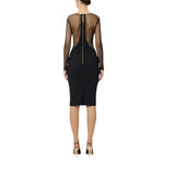 Abito donna in crêpe leggero e tulle con cut-out