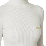 Maglia donna a costine con taschino