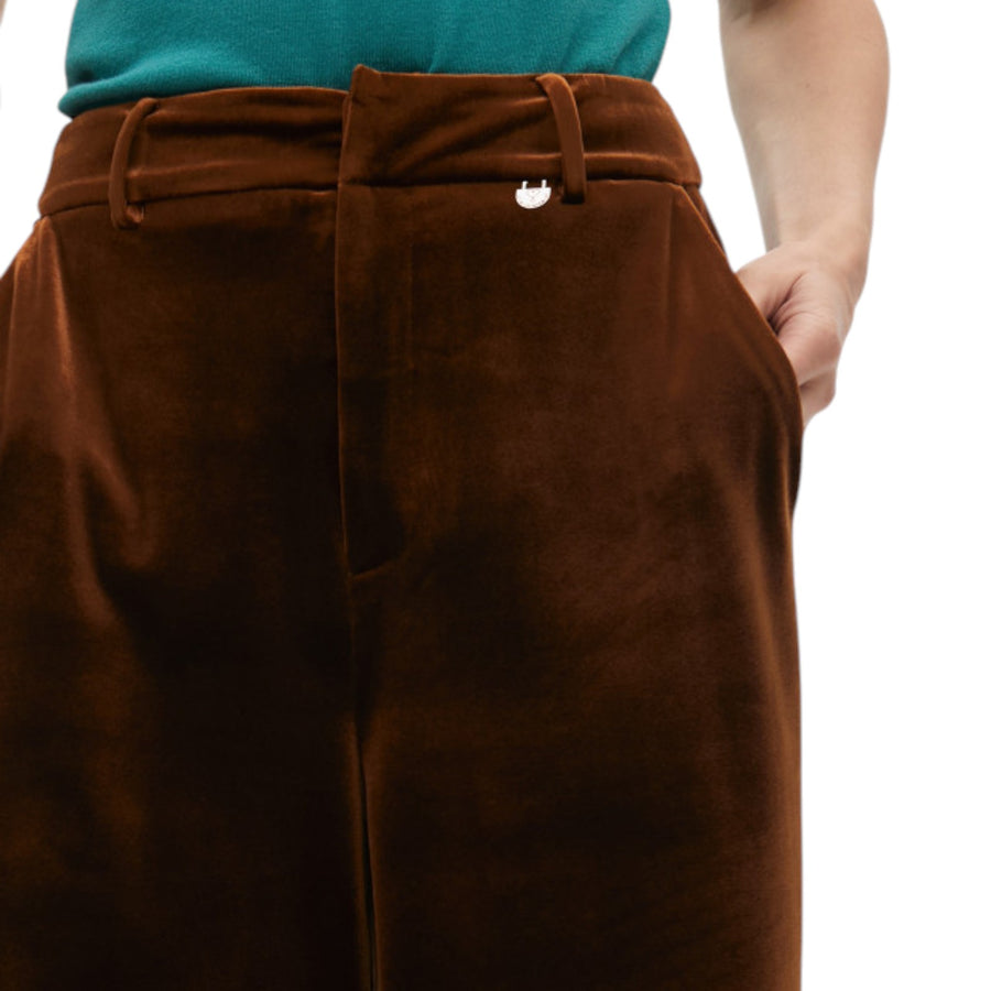 Pantaloni donna Ampi in Velluto con Righe Laterali