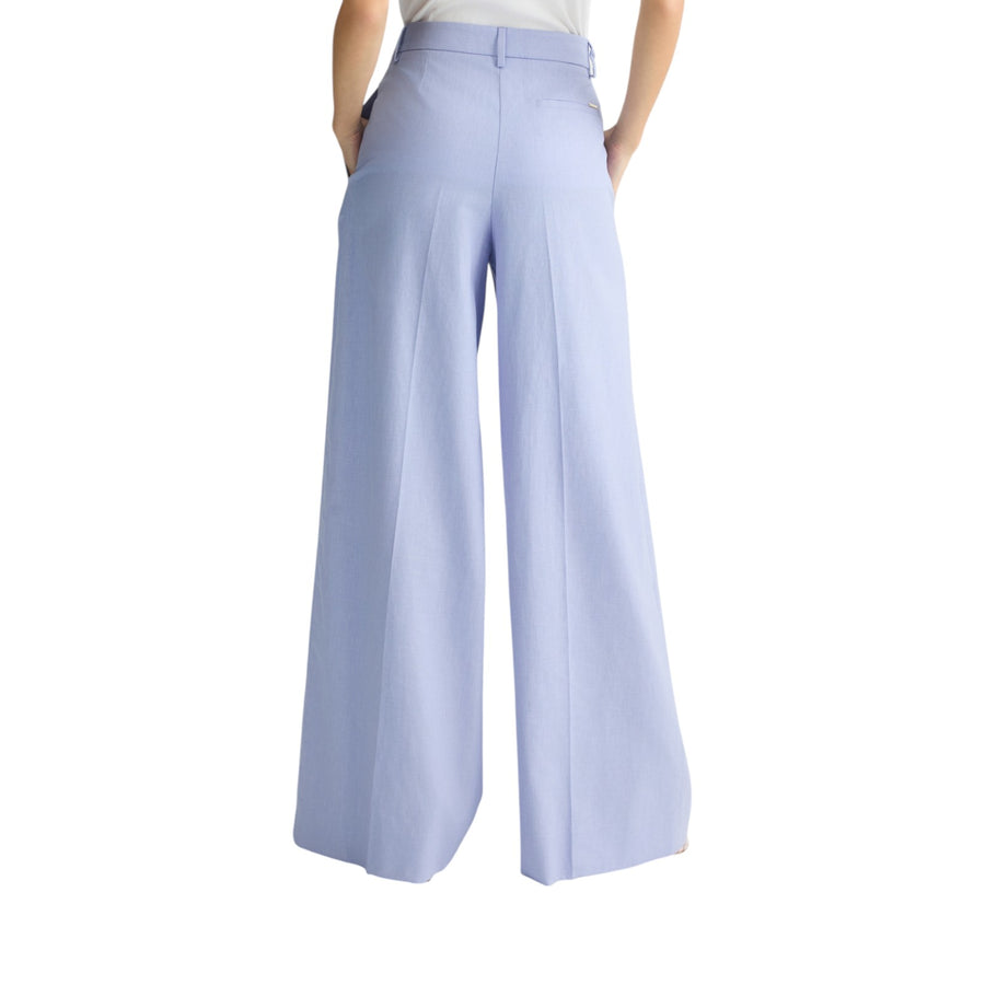 Pantaloni donna a palazzo in lino e cotone