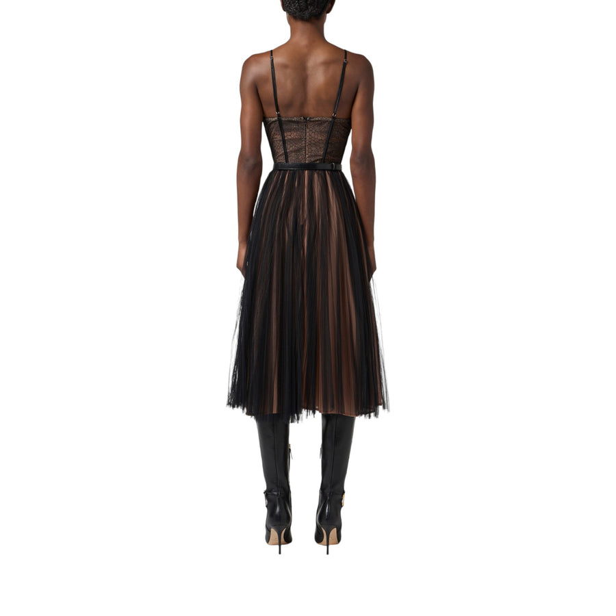 Abito donna bustier in tulle con cintura