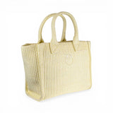 Borsa shopper piccola Beach in rafia con logo Love Birds