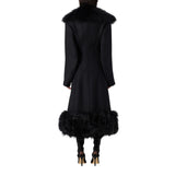 Cappotto donna in panno con pelliccia