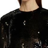 Abito donna corto con ricami di paillettes e pietre