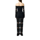 Abito donna lungo in tulle e pizzo