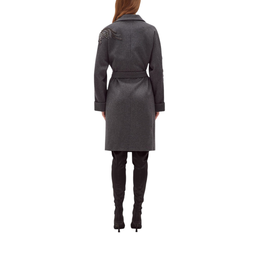 Cappotto donna in panno con ricamo