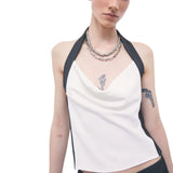 Top donna color block con schiena scoperta
