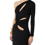 Abito donna Red Carpet in jersey crêpe con dettaglio gioiello