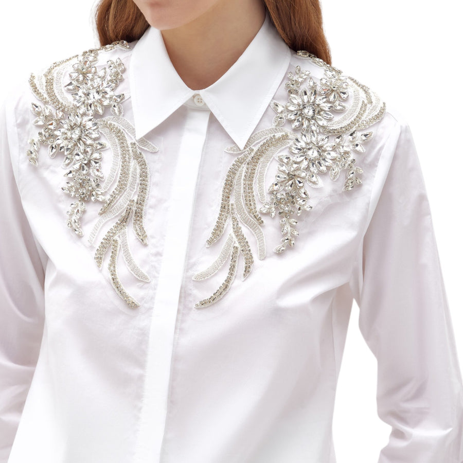 Camicia donna con patch di cristalli
