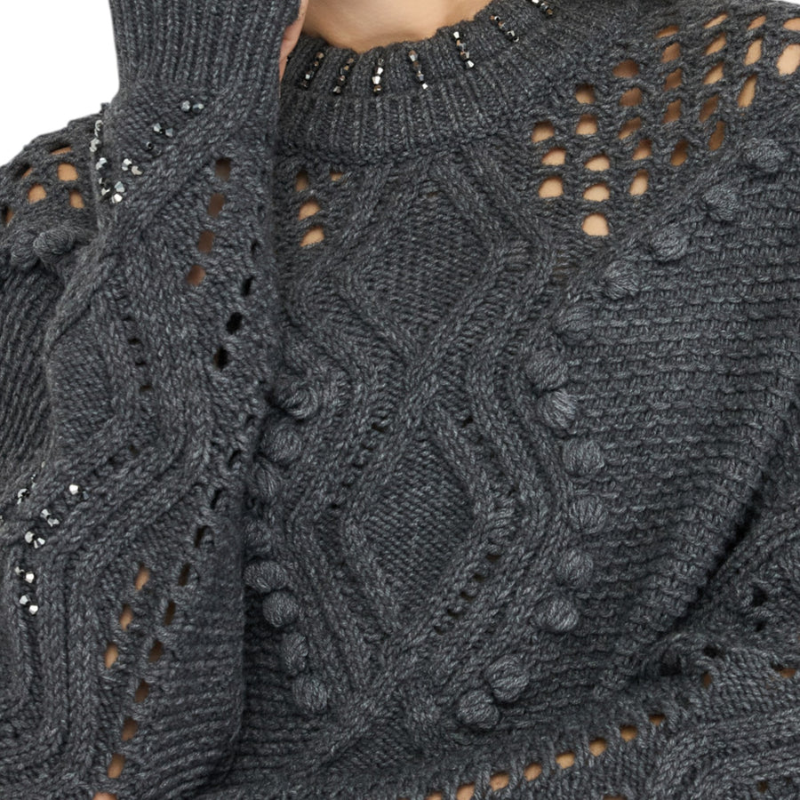 Maglia donna in lana con traforature