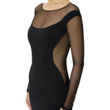 Abito donna in crêpe leggero e tulle con cut-out