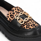 Mocassino donna con dettaglio in cavallino nero