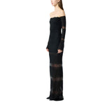Abito donna lungo in tulle e pizzo