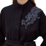 Cappotto donna corto in panno con ricamo