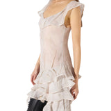 Abito donna in georgette con stampa piume