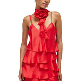 Abito donna in raso con balze