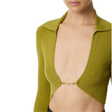 Maglia donna a costine con dettaglio gioiello