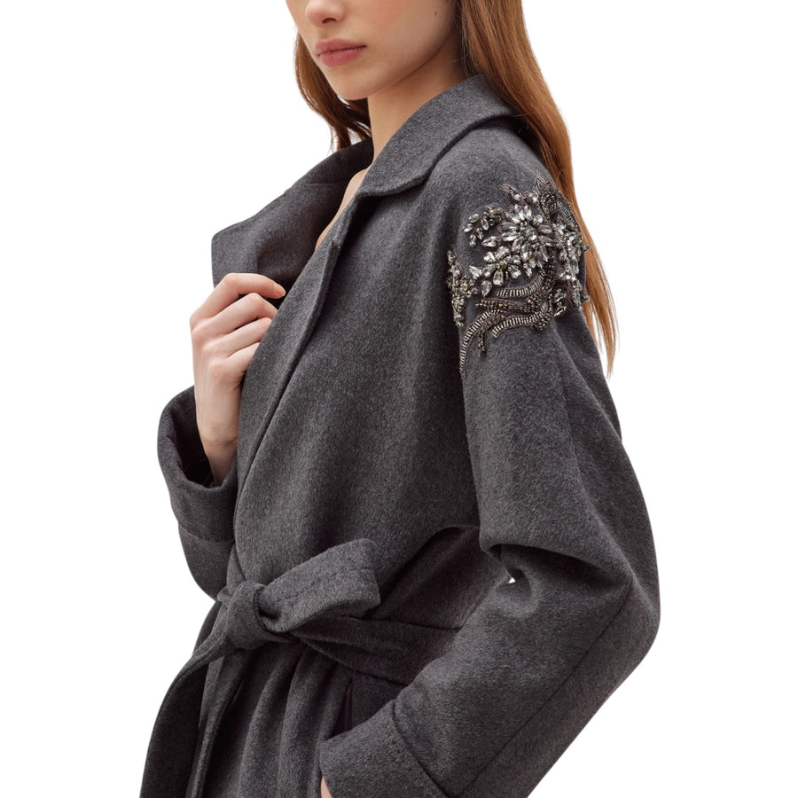 Cappotto donna in panno con ricamo