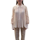 Camicia donna plissettata con pizzo