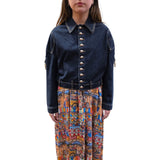 Giacca donna in denim con bottoni