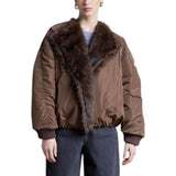 Bomber di nylon reversibile con ecopelliccia