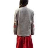 Giacca donna con rifiniture floreali