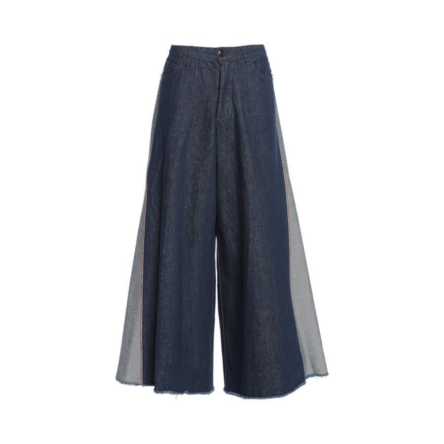 Pantalone donna palazzo cinque tasche in denim